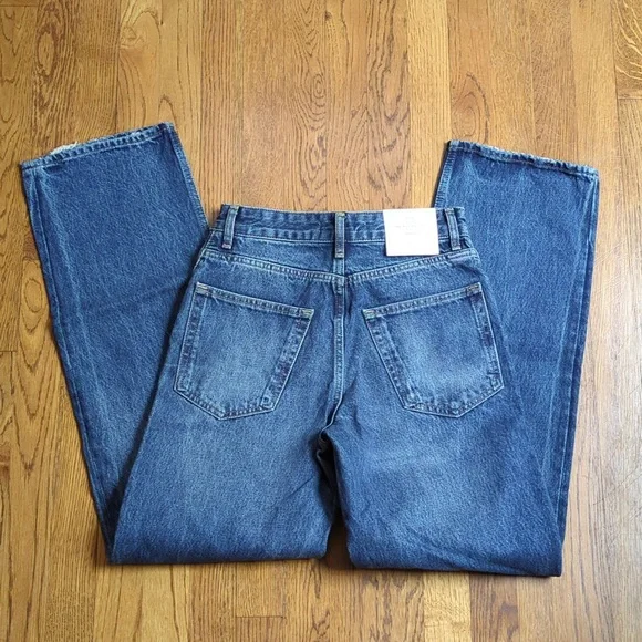 NWT Zara The Boy Boy Fit In Medium Blue Jeans Relaxed Fit Straight Leg Mid Waist